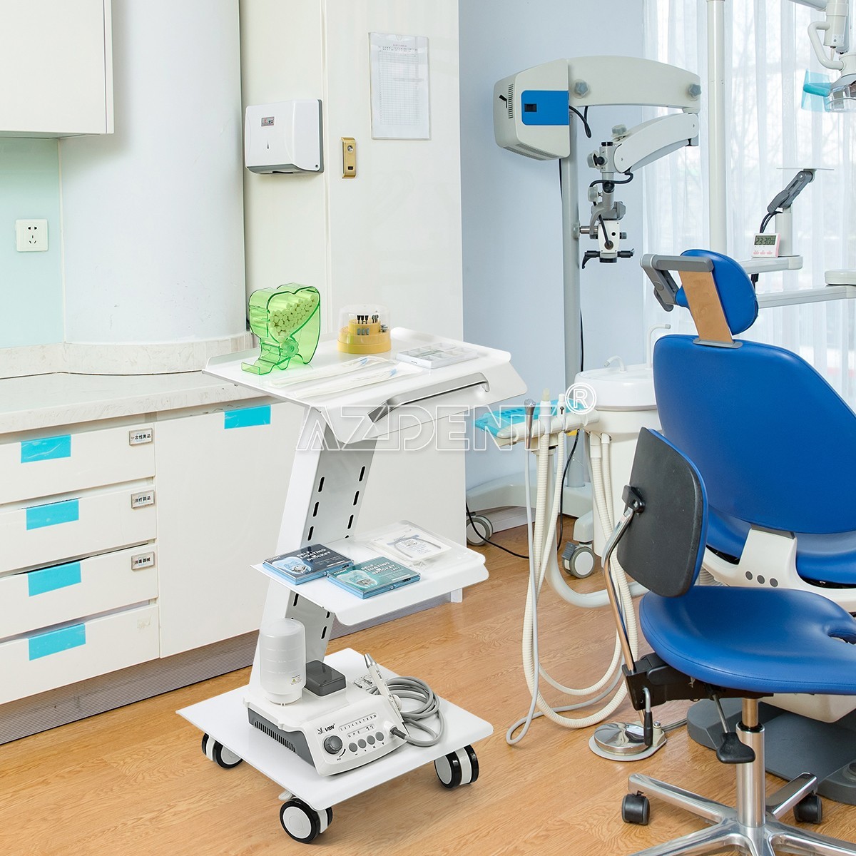 Hospital Stainless Steel Three Layers Serving Medical Cart Dental Lab Trolley GT