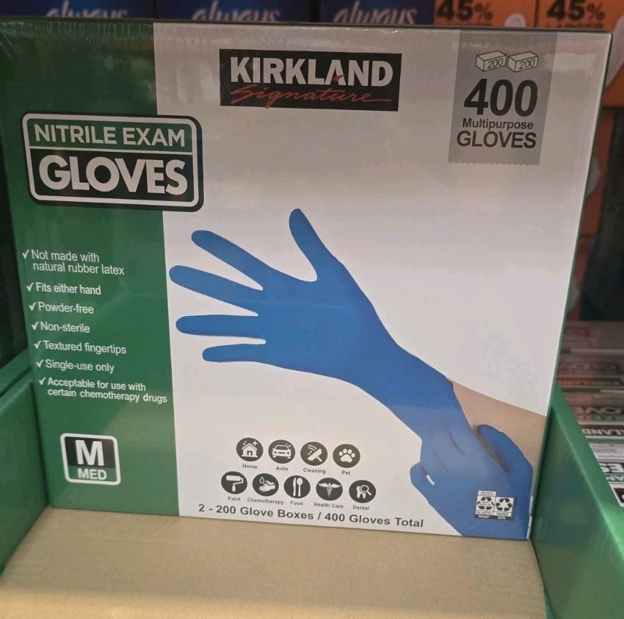 Kirkland Signature. Nitrile Exam Gloves, Medium. 400 Count