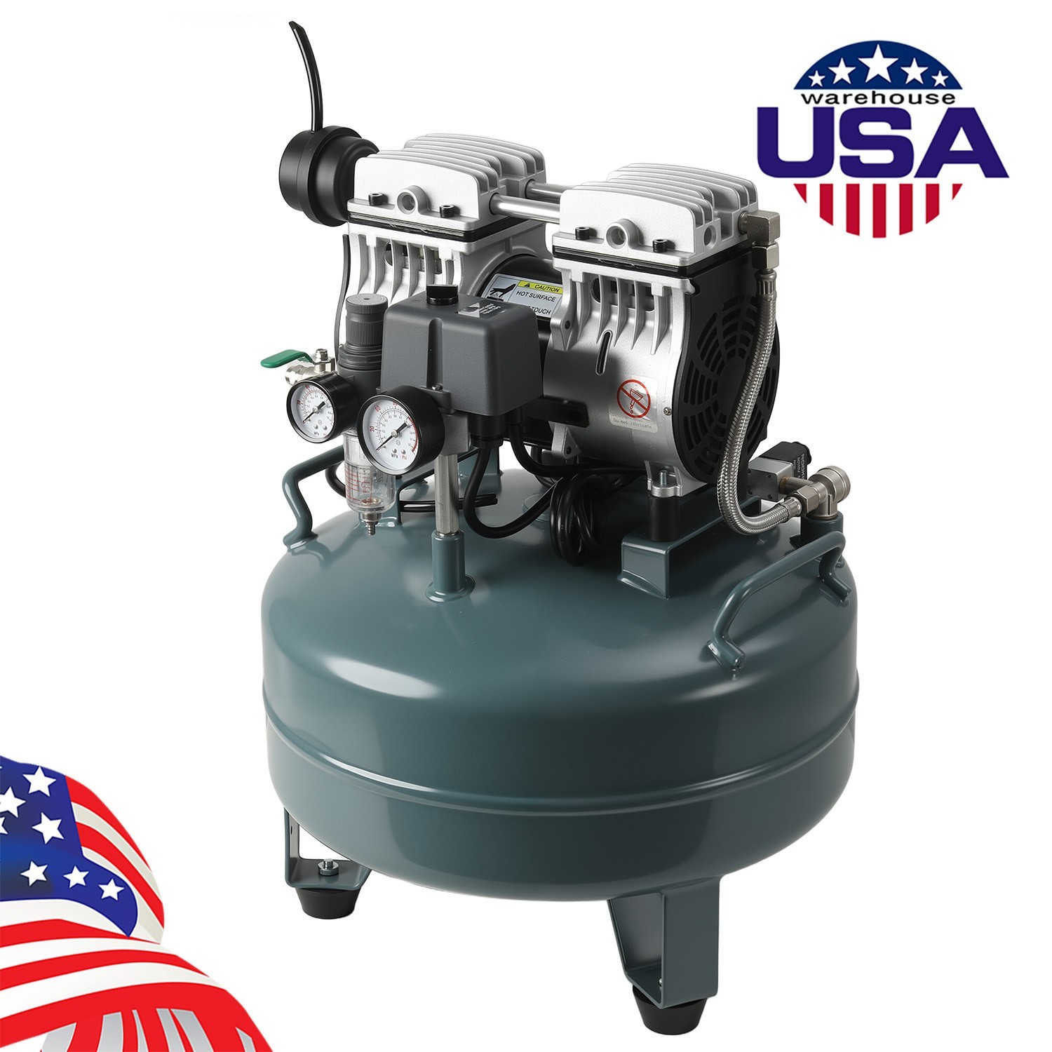24L Portable Compresor de aire dental Oil Free Silent Air Pump 600W Air Tank