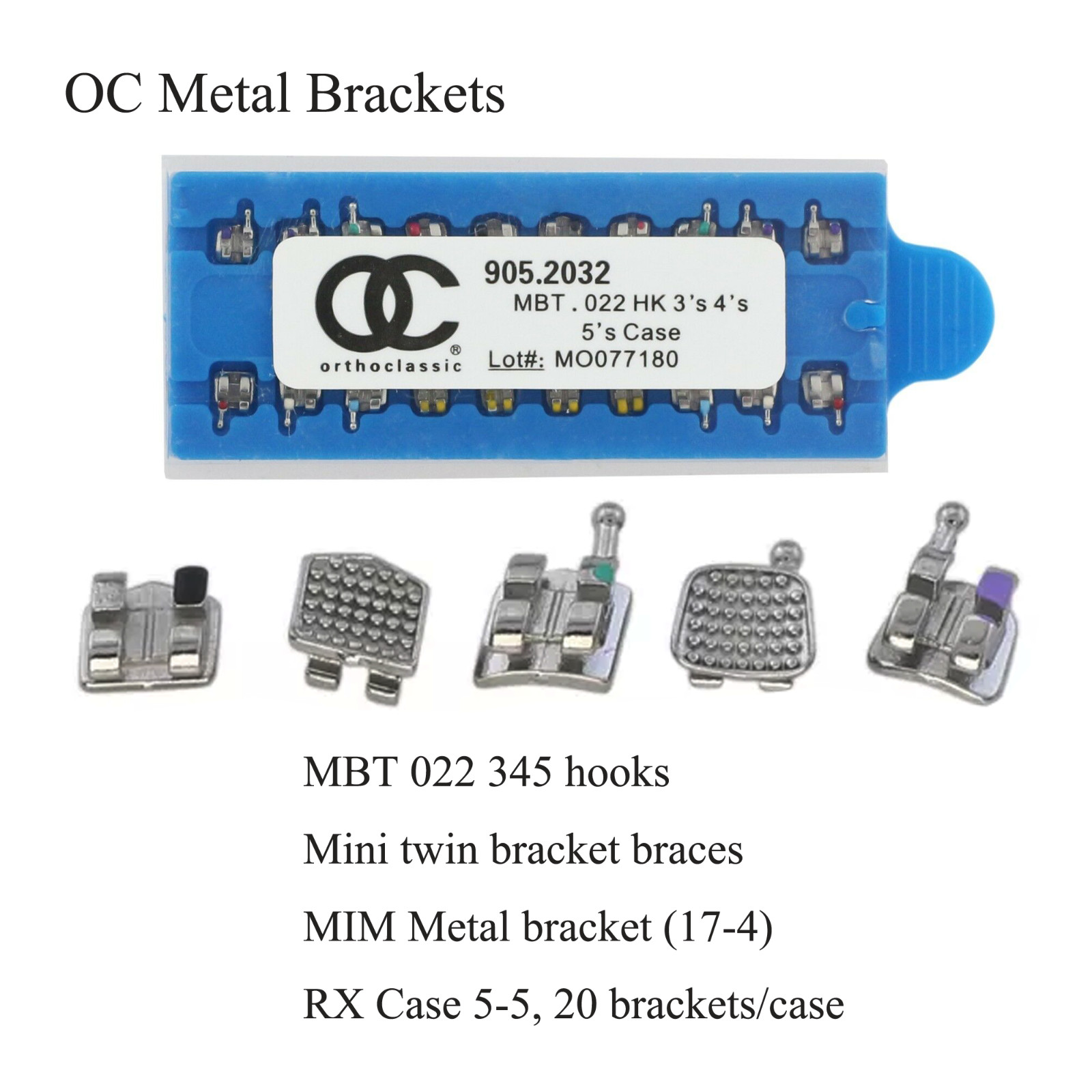 Dental Orthodontic Mini Brackets Metal Braces MIM ROTH MBT 018 022 345 Hooks