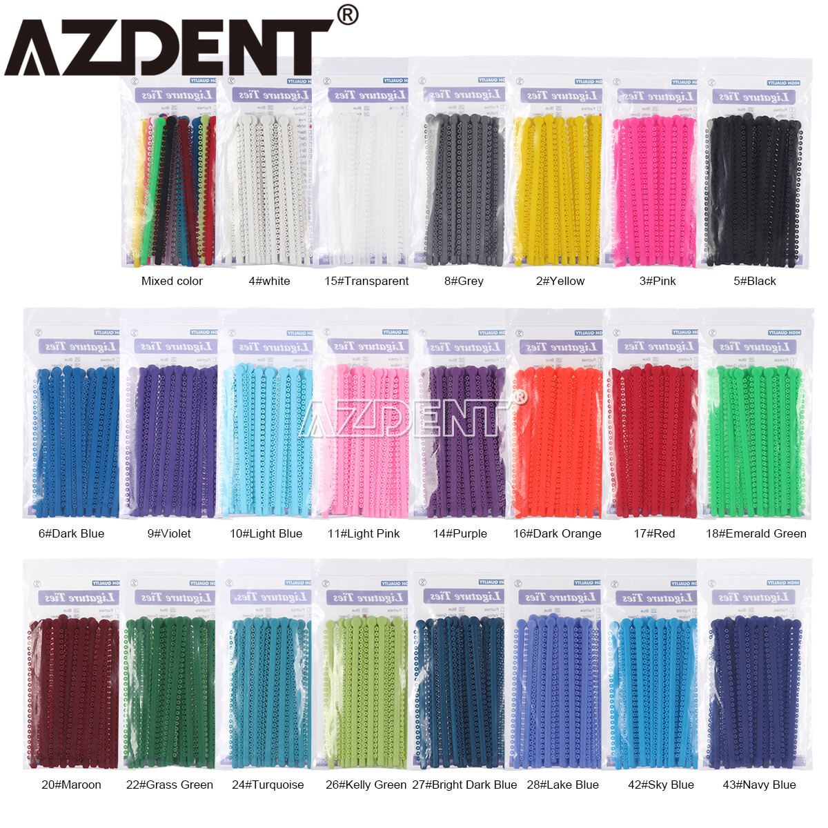 1000Pcs Dental Orthodontic Elastic Ligature Ties Bands For Brackets 23 Colors AZ