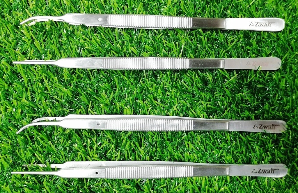 M/S Zwan Impex Gerald Tissue Forceps 2p Plain & 2p 1*2 Teeth 18cm STR & CUR