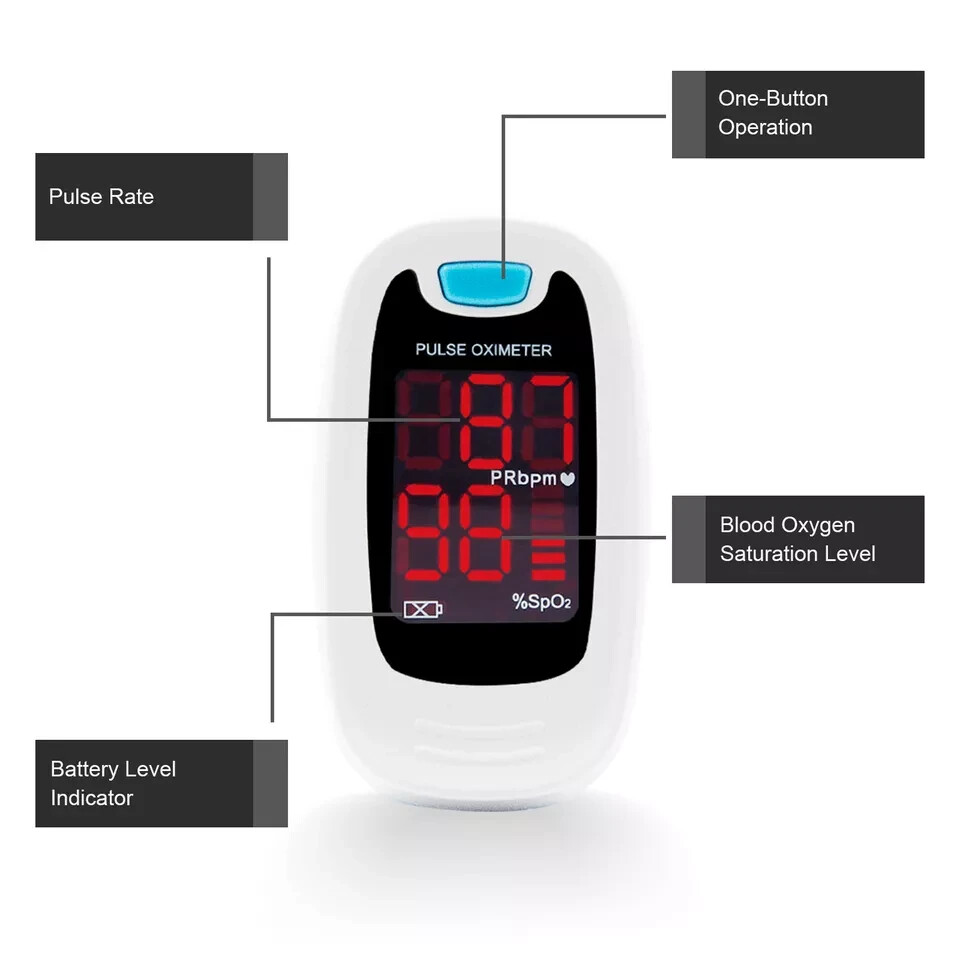 CMS50M Fingertip Pulse Oximeter Blood Oxygen Spo2/PR Monitor LED Batteries Inc.
