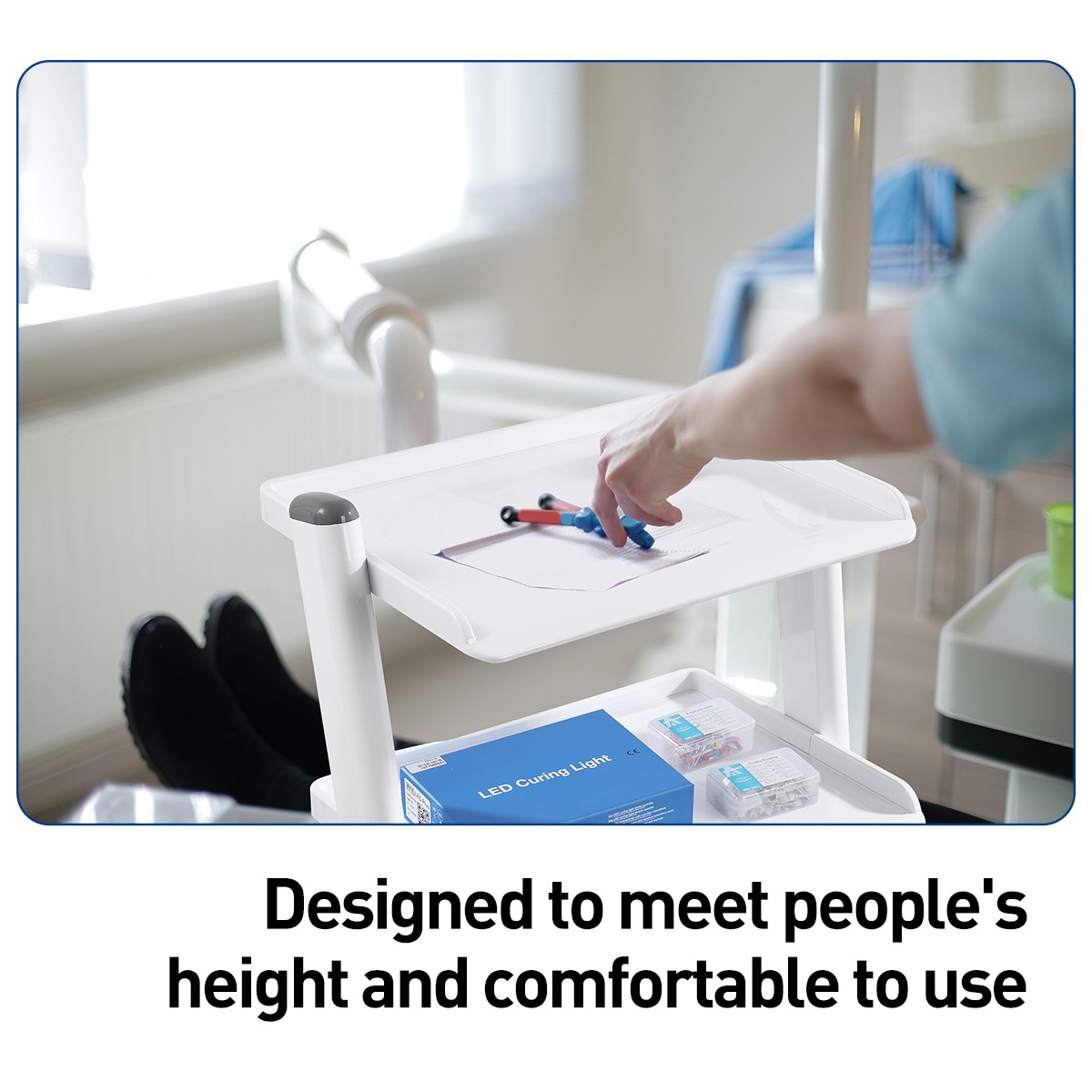 3 Layer Dental Trolley Medical Tool Cart Mobile Instrument Stand with Sockets