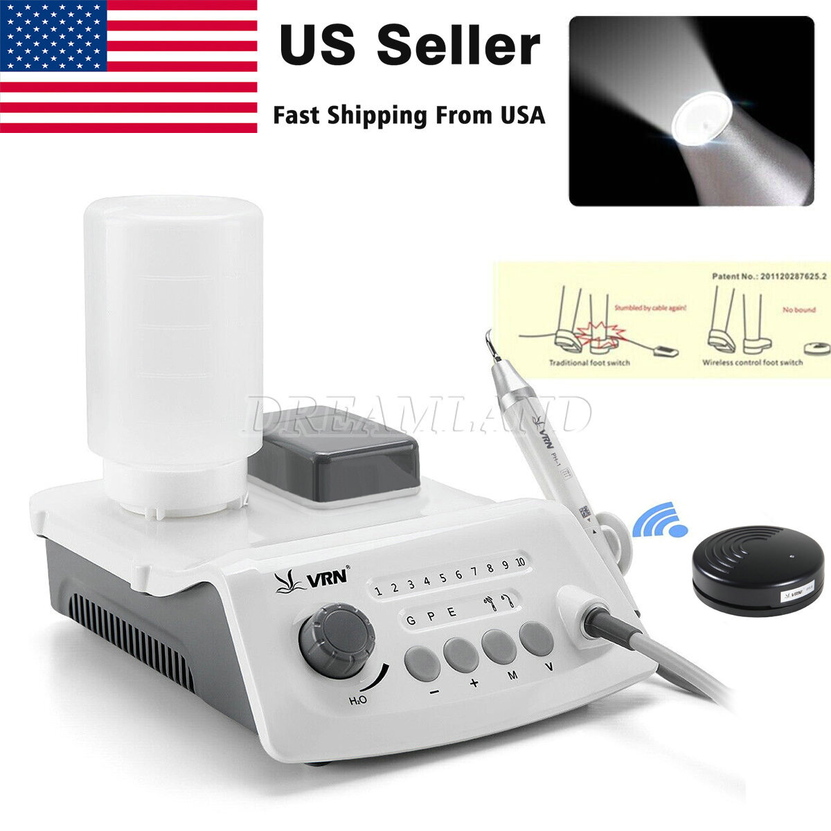 Dental LED Ultrasonic Piezo Scaler Handpiece Wireless F/ EMS Cavitron Woodpecker