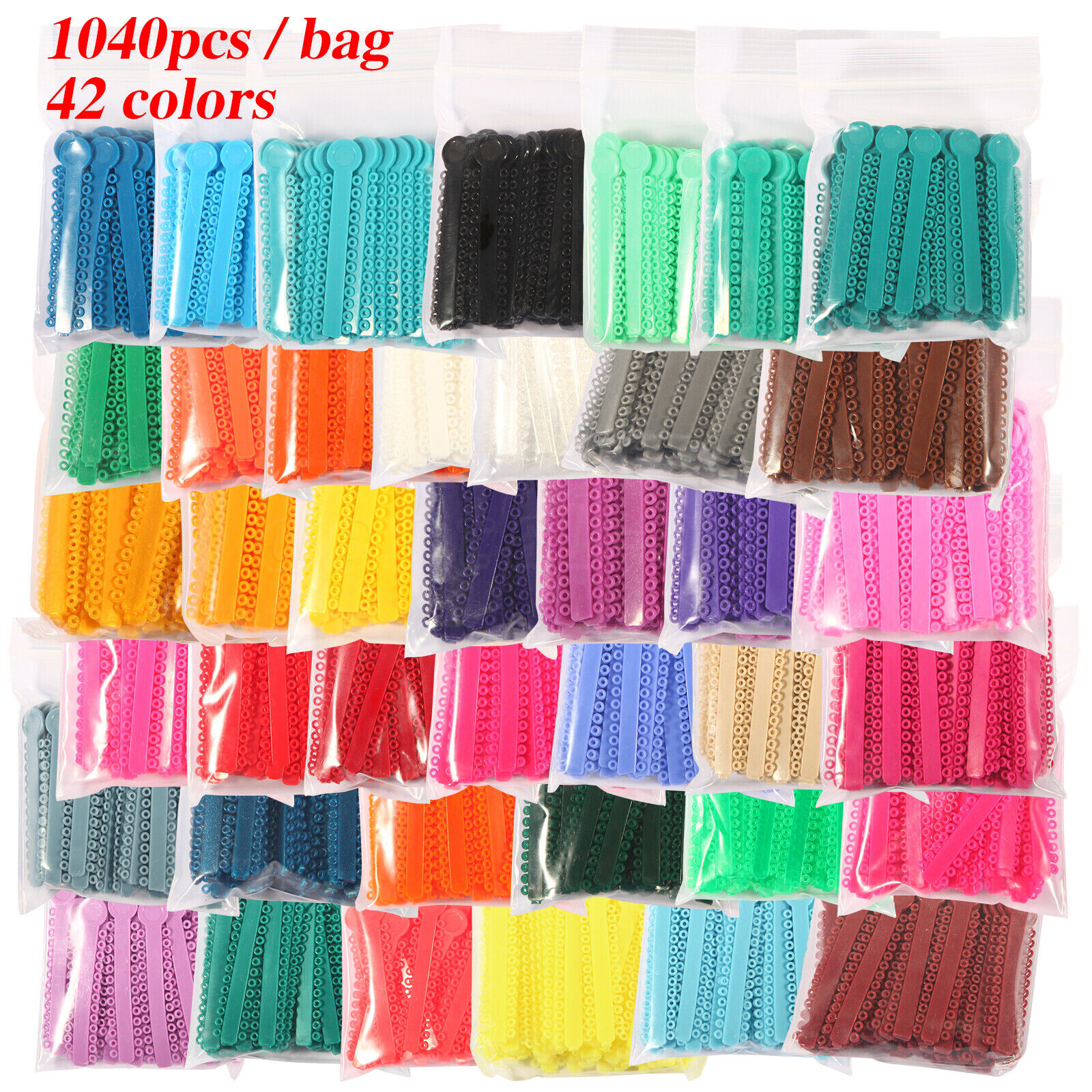 1040pcs Dental Ortho Elastic Ligature Ties Bands for Brackets Braces Rubber Band