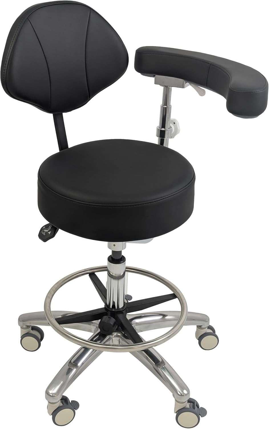 Dental Assistant Chair with Arm & Back – Ergonomic Stool with Forward Tilting Se