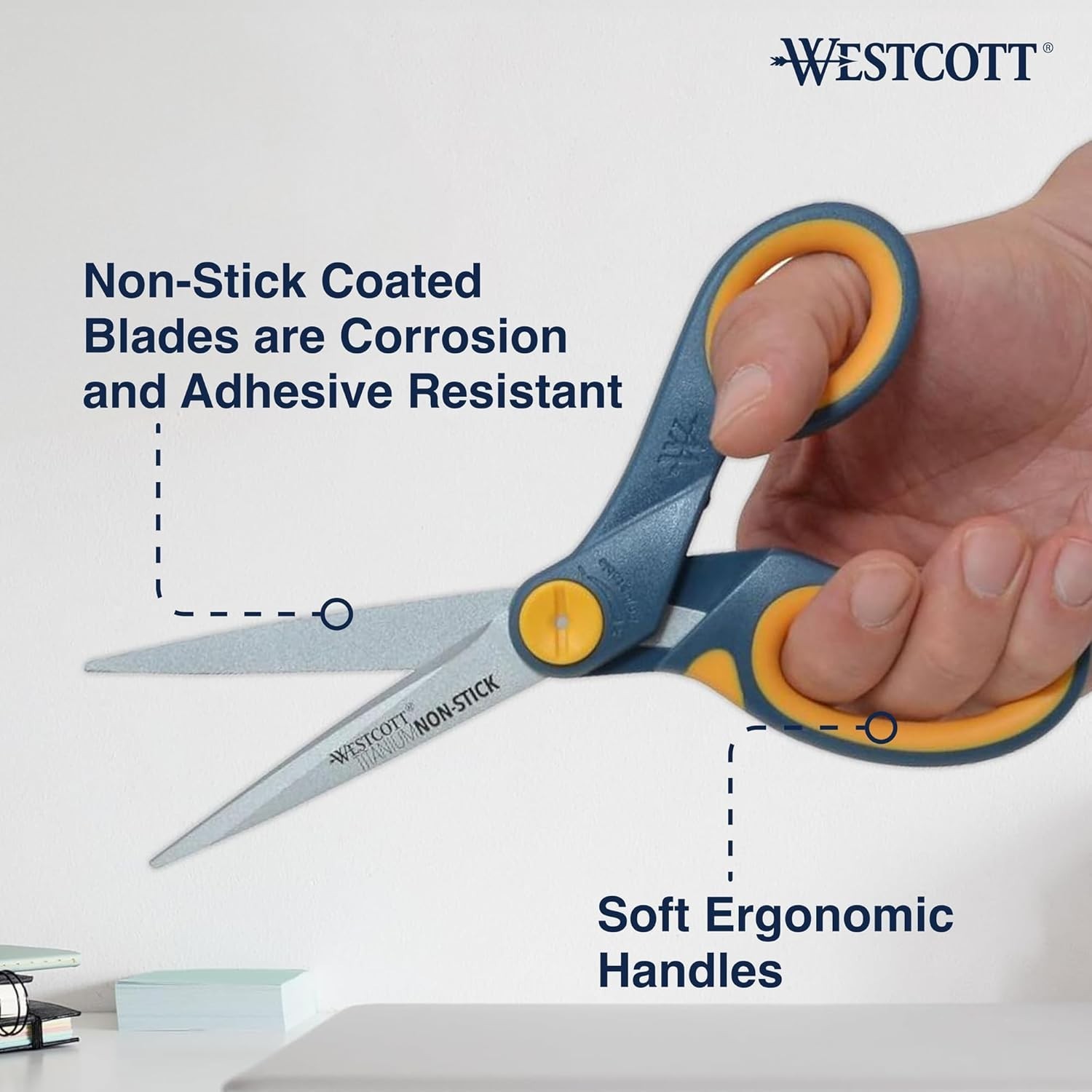 8-Inch Ambidextrous Non-Stick Titanium Scissors, Adjustable Glide – Set of 3