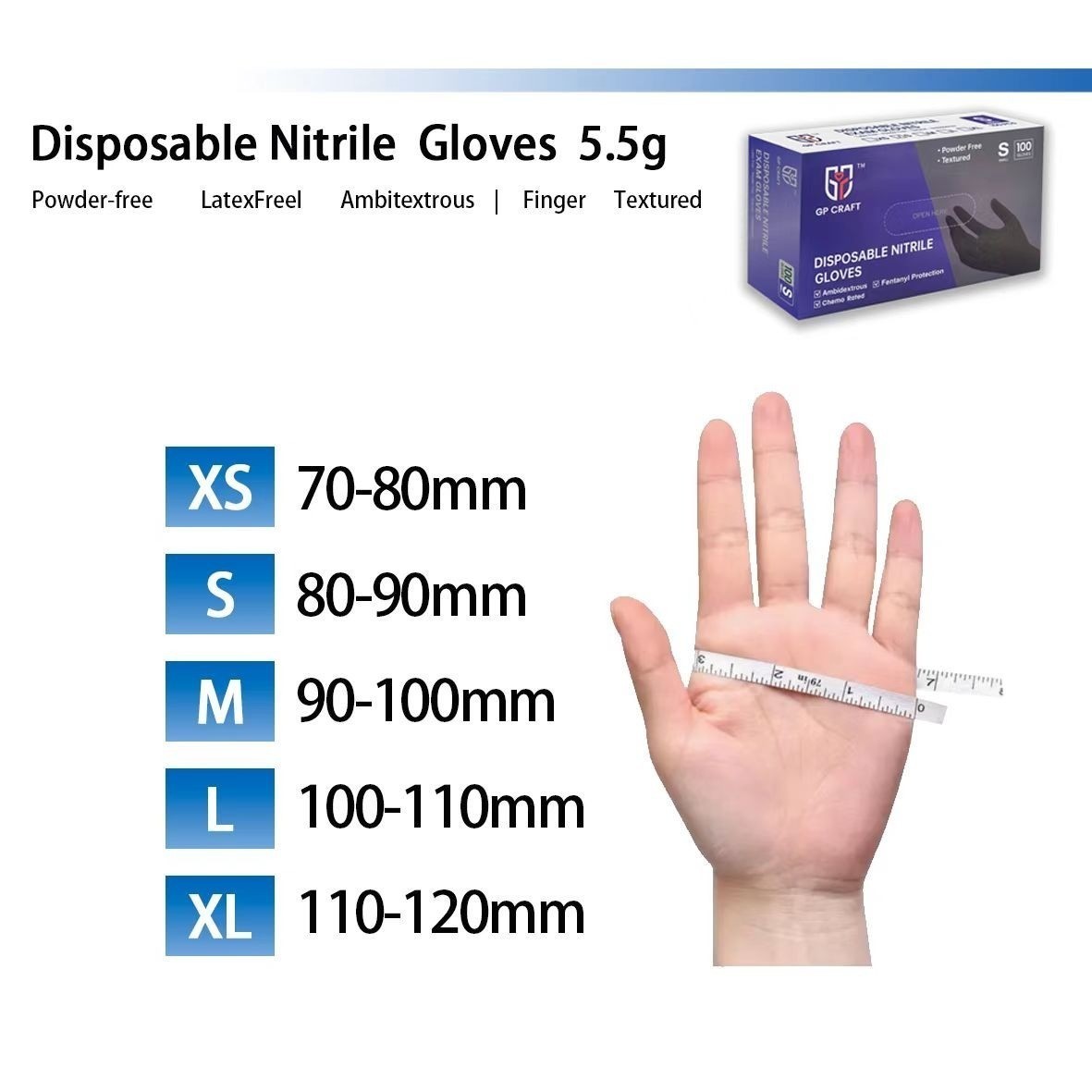 5.5 Mil Black Nitrile Gloves: Powder-Free, Latex-Free (100-Count)