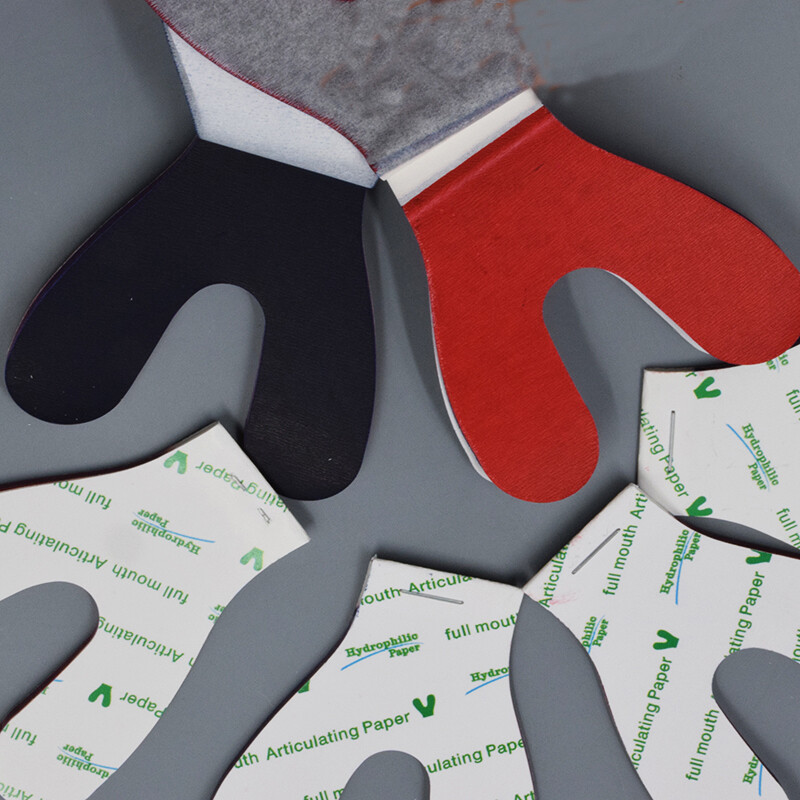 72 Sheets/Box Dental Articulating Paper Horseshoe Form Thick Type 100um Red Blue
