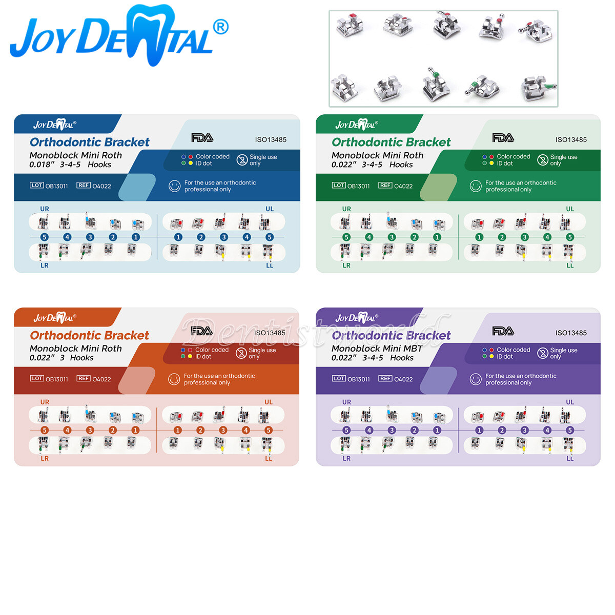 Dental Orthodontic Monoblock Brackets Braces Mini Roth/MBT 0.022/0.018 3/345 Hk