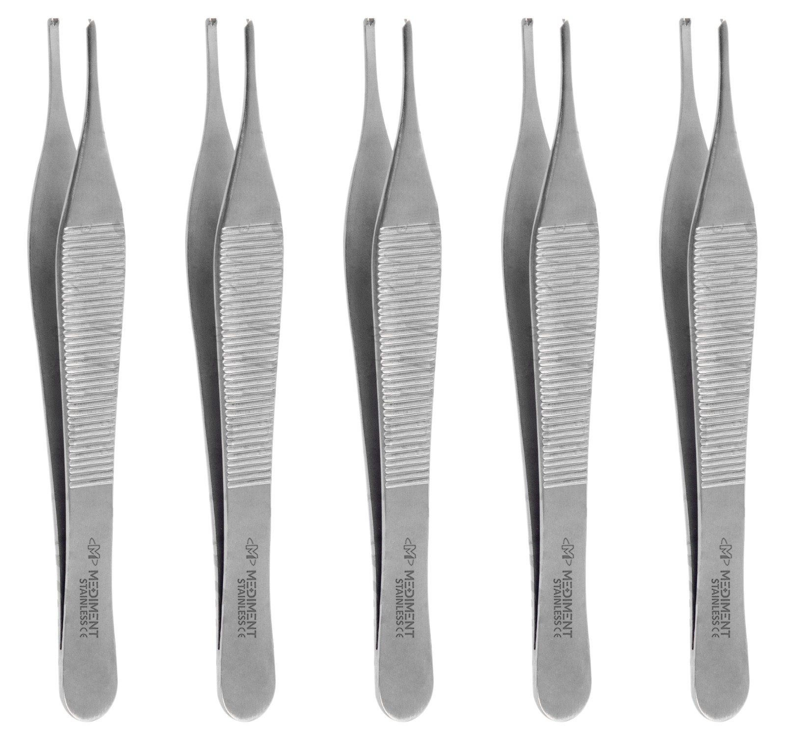 5 Pcs German Premium Adson Kocher Tissue Forcep Tweezer Dental Surgical CE