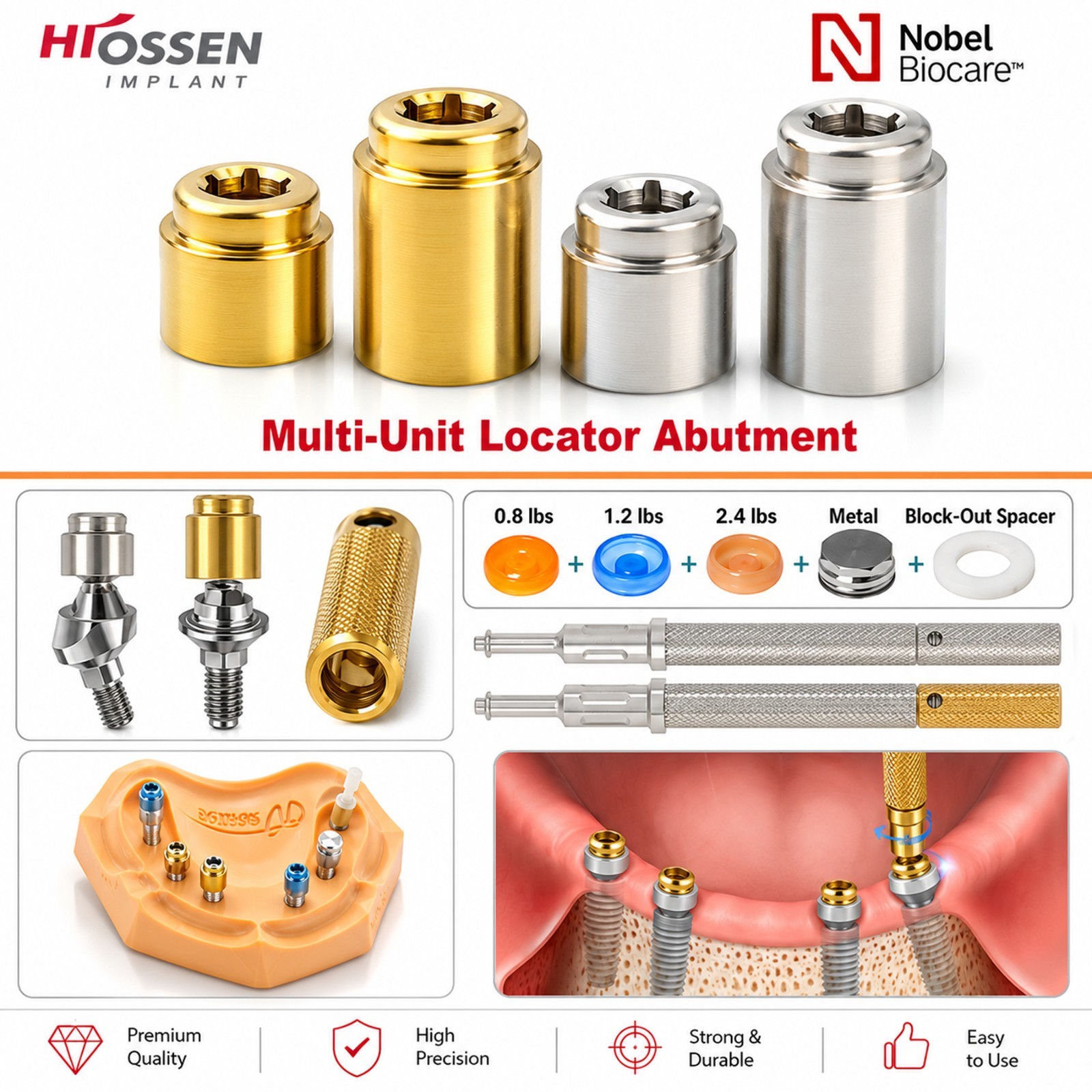 Angled Overdenture Abutment Multi-Unit Ø4.8mm Fit Osstem Hiossen Nobel Active