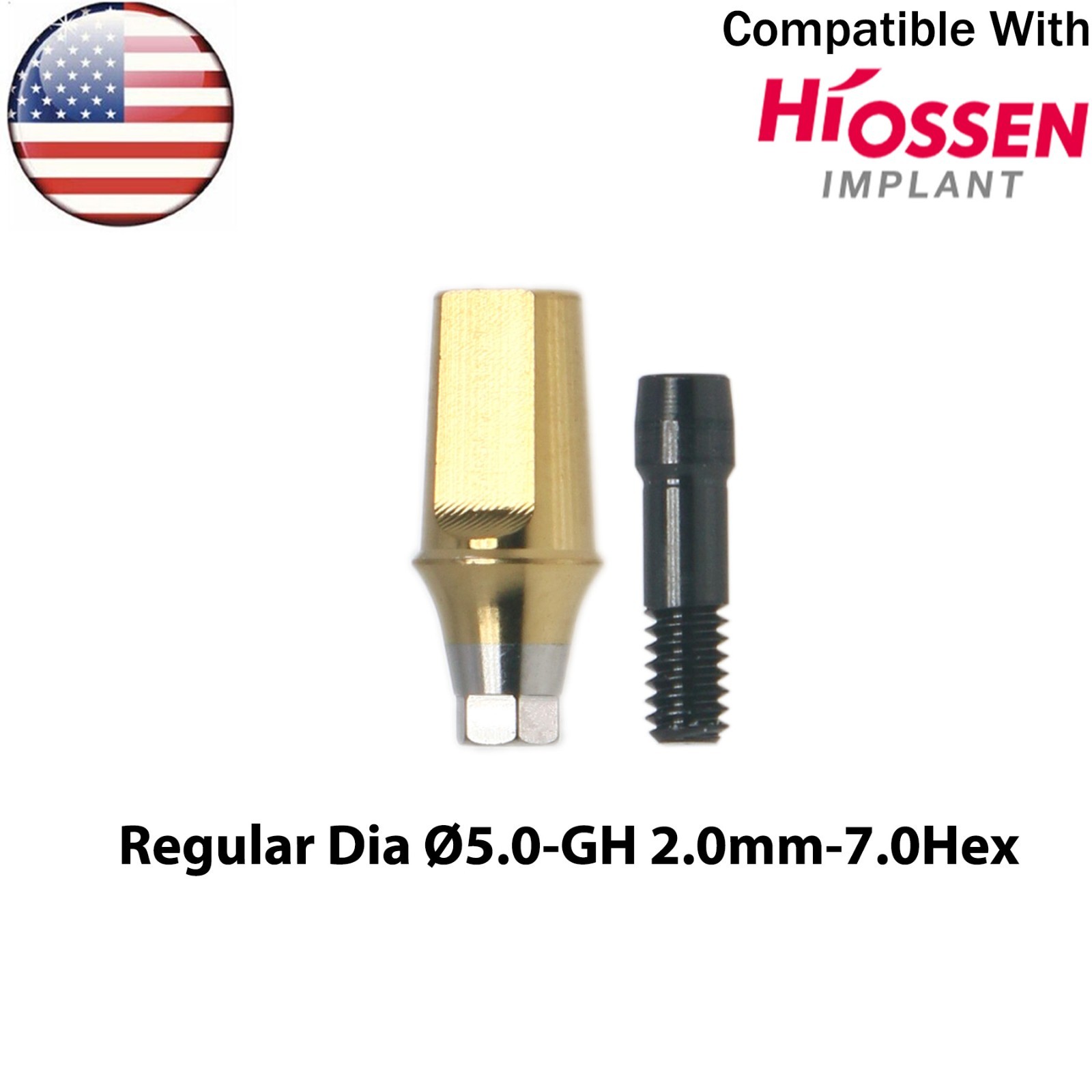 US Dental Straight Transfer Abutment Hex Fits Hiossen Osstem Regular Ø4.5/5.0mm