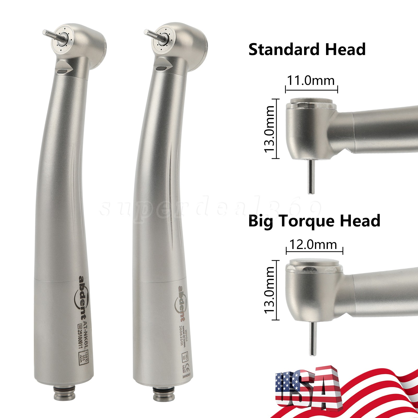 ABDENT Dental Fiber Optic High Speed Handpiece Fit NSK Phatelus LED Coupler 4/6H