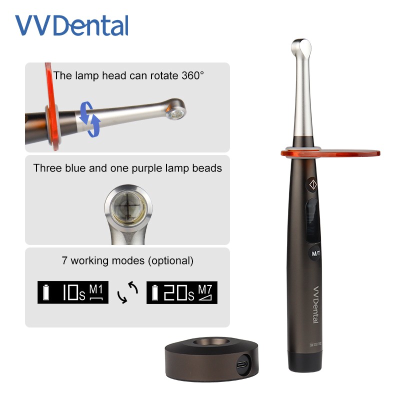 1 Second Dental Cordless Wireless LED Resin Cure Curing Light Lamp Tool 3100mw