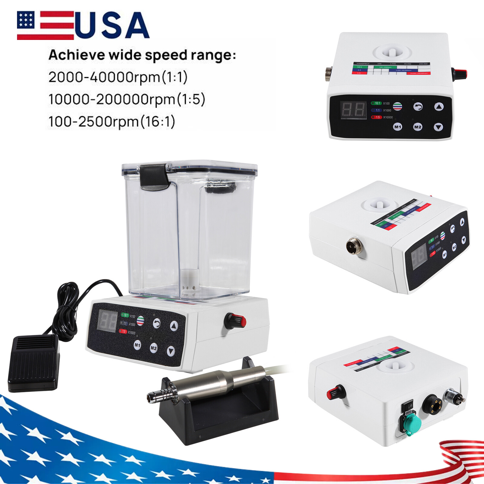 Dental Brushless Electric Micromotor Motor W/ Water Tank Vector Control System