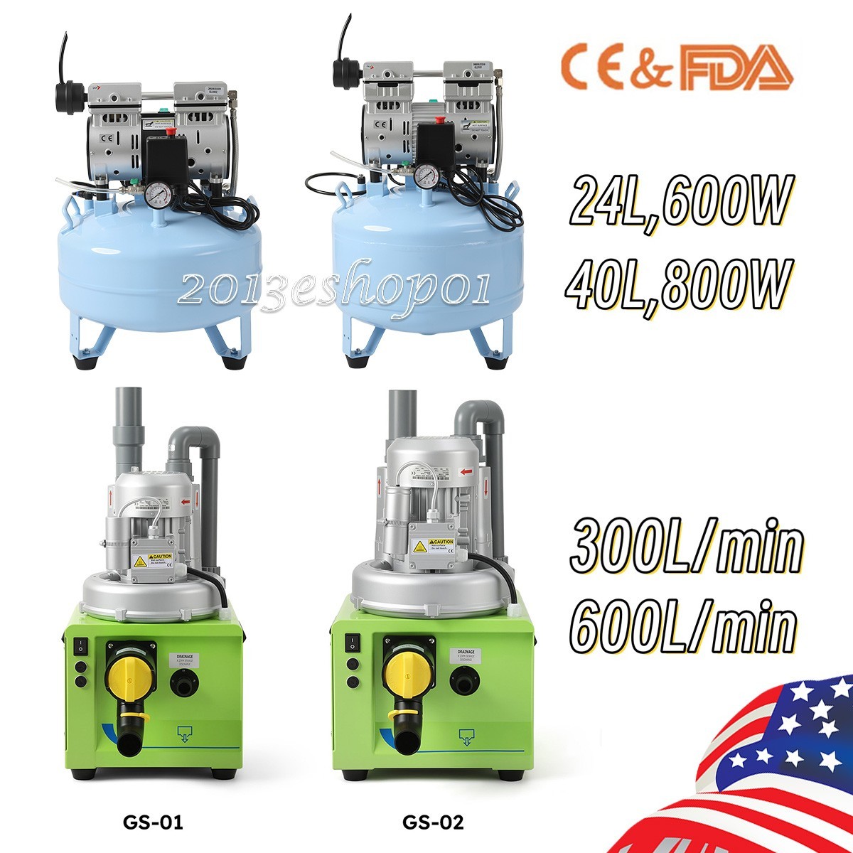 FDA Portable Dental Delivery unit/ Oil-Free Air Compressor/Suction Unit Pump
