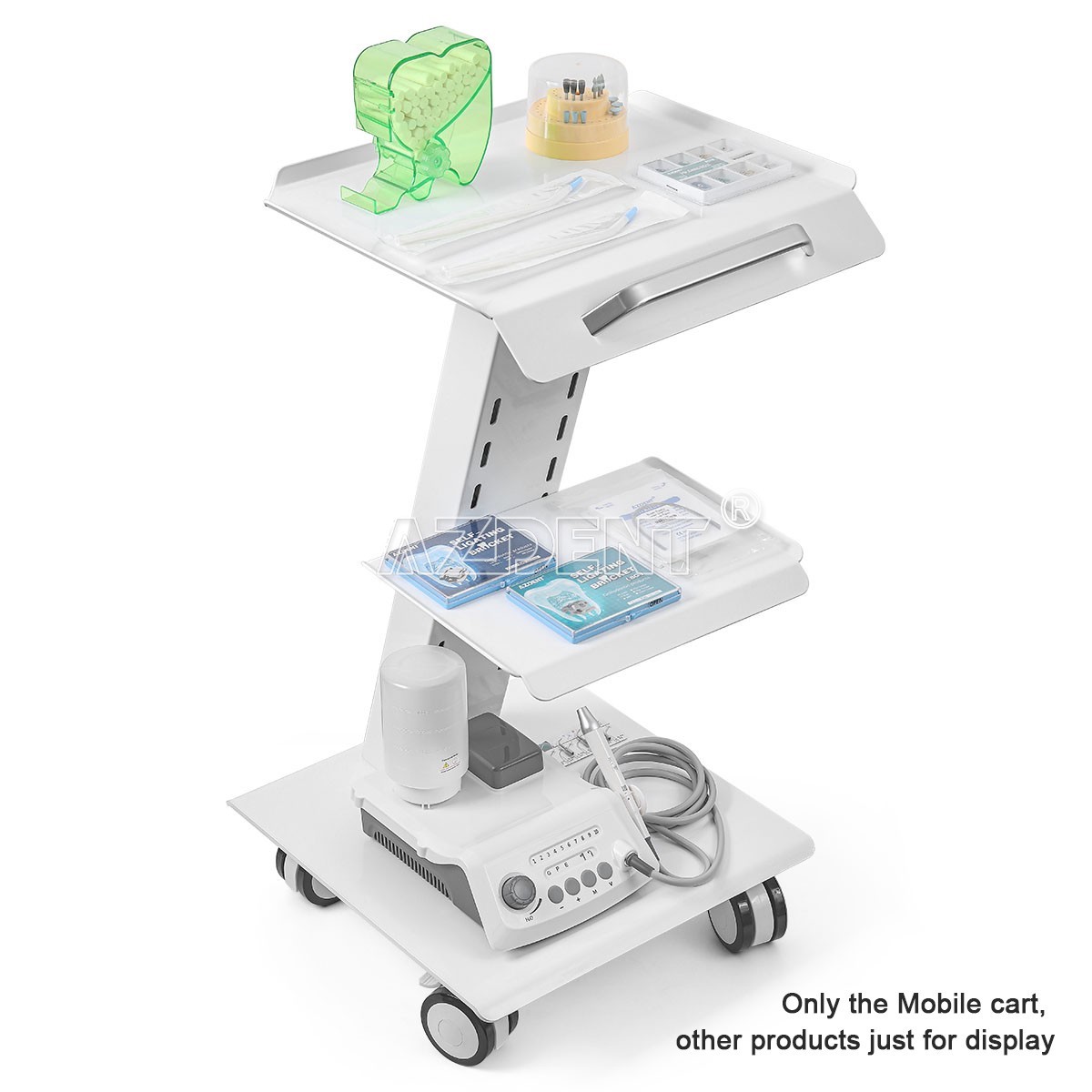Hospital Stainless Steel Three Layers Serving Medical Cart Dental Lab Trolley GT