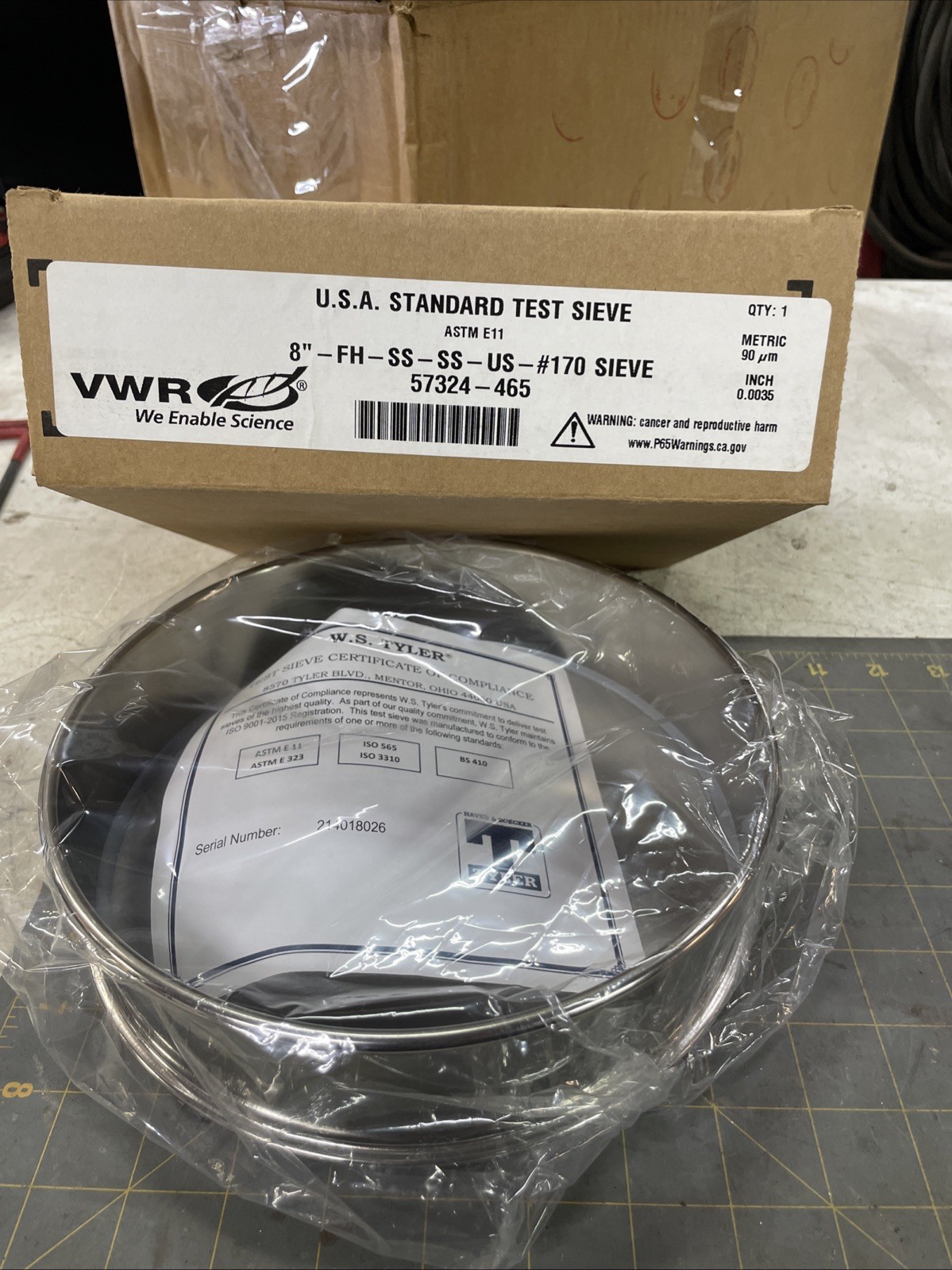 WS Tyler 8″-FH-SS-SS-US- #170 Standard Test Sieve 8″ 57324-465