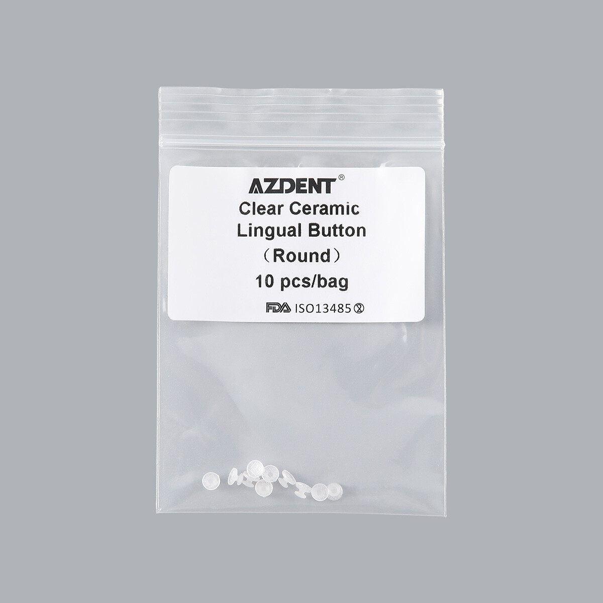 Dental Composite Clear Ceramic Lingual Buttons Bondable Round Rectangular Base