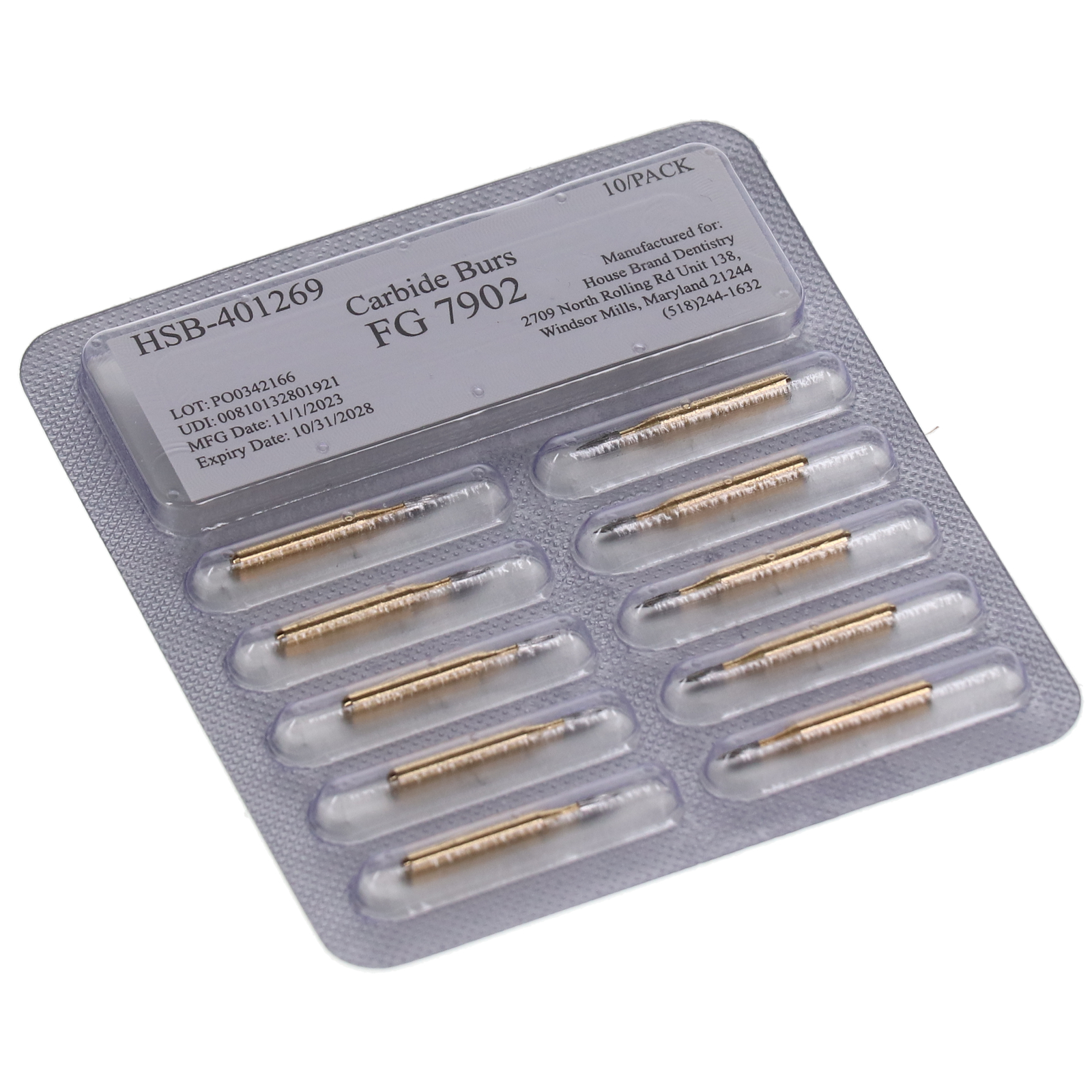 House Brand Dentistry FG #7902 12-Blade Needle Trimming Finishing Burs 100/Pk