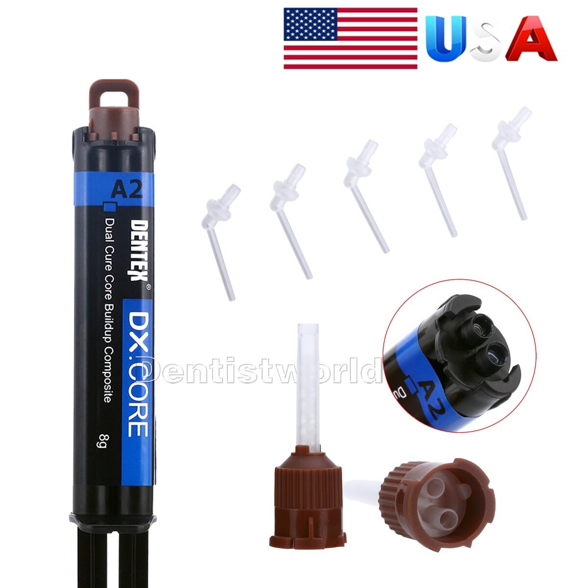 Dentex Dental Flowable Composite Resin Core Build Up A2 Light & Self Cured