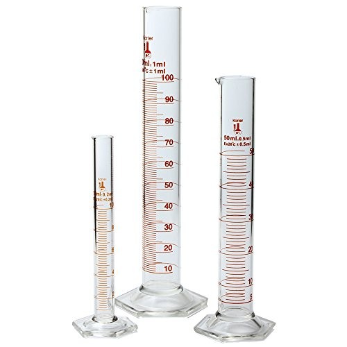 213C2 Karter Scientific Glass Graduated Cylinder 3 Piece Set 10, 50 & 100ml