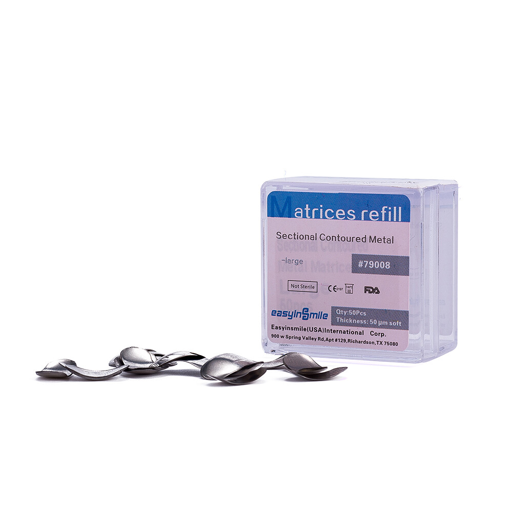 50Pcs Dental Metal Matrices Matrix Band Sectional Contoured Refill S/M/L 50μm