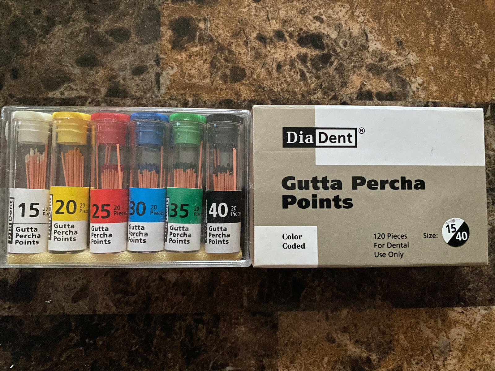 DIADENT Gutta Percha Points Endodontics (240 Pieces) All sizes (Vial Packaging)