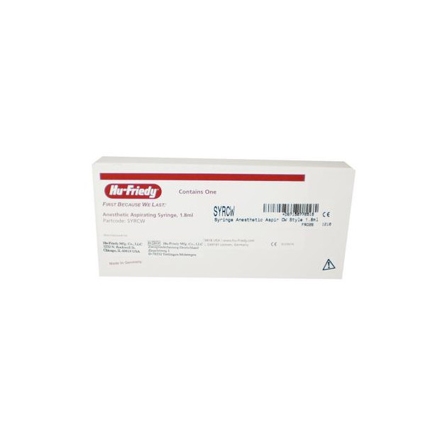 Hu-Friedy CW Style Dental Anesthetic Aspirating 1.8mL Syringe SYRCW