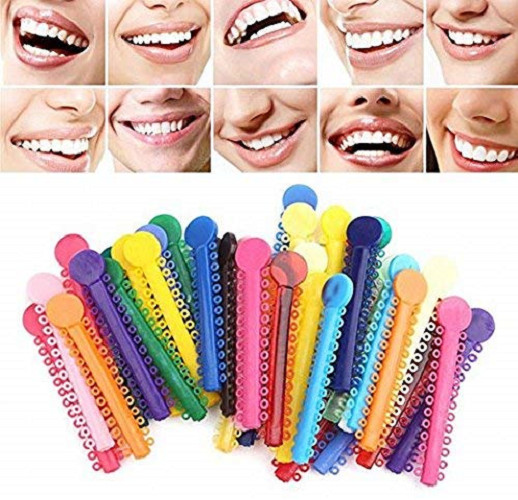 1040Pcs Dental Orthodontic Braces Ligature Ties Elastic Rubber Bands Mixed Color