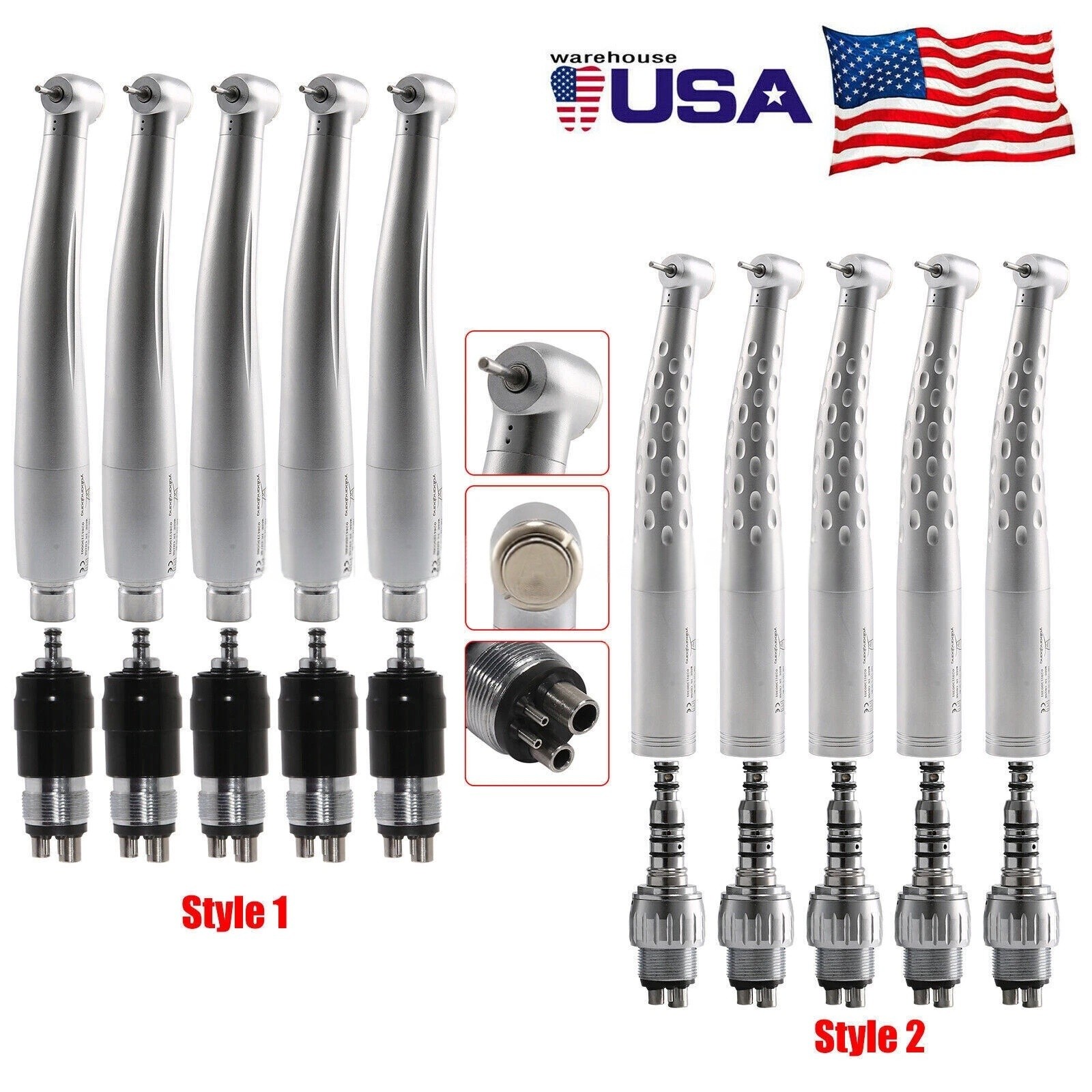1-10 Pcs Yabang Dental High Speed Handpiece & 4-Hole Quick Coupler Coupling
