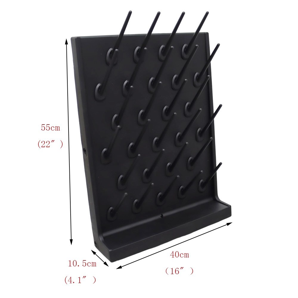 Black Single Side PP Lab Drip Rack 27 Detachable Pegs for Education and Lab Use