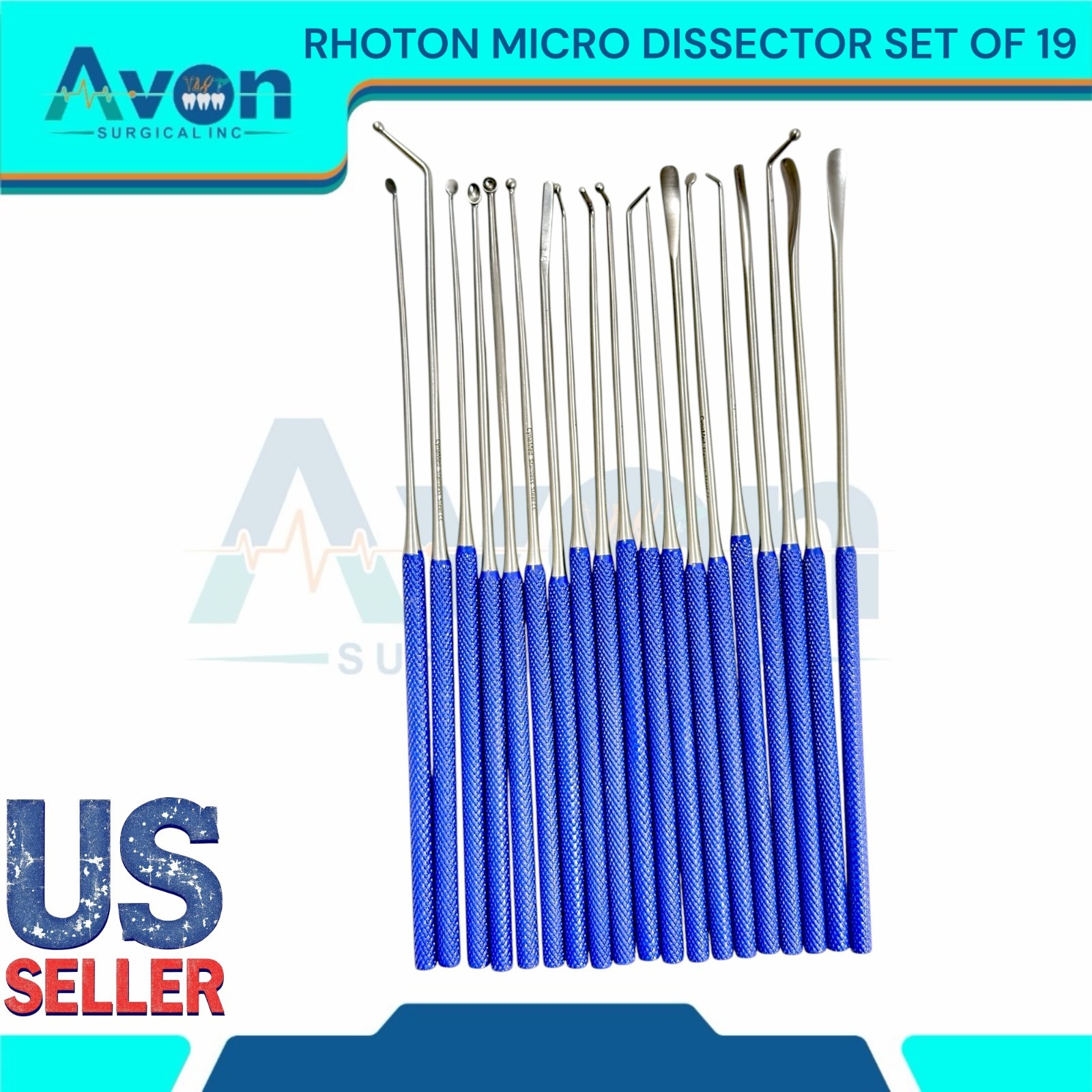 New Neurosurgical Expanded RHOTON MICRO Dissector Set Of 19 Surgical Instruments
