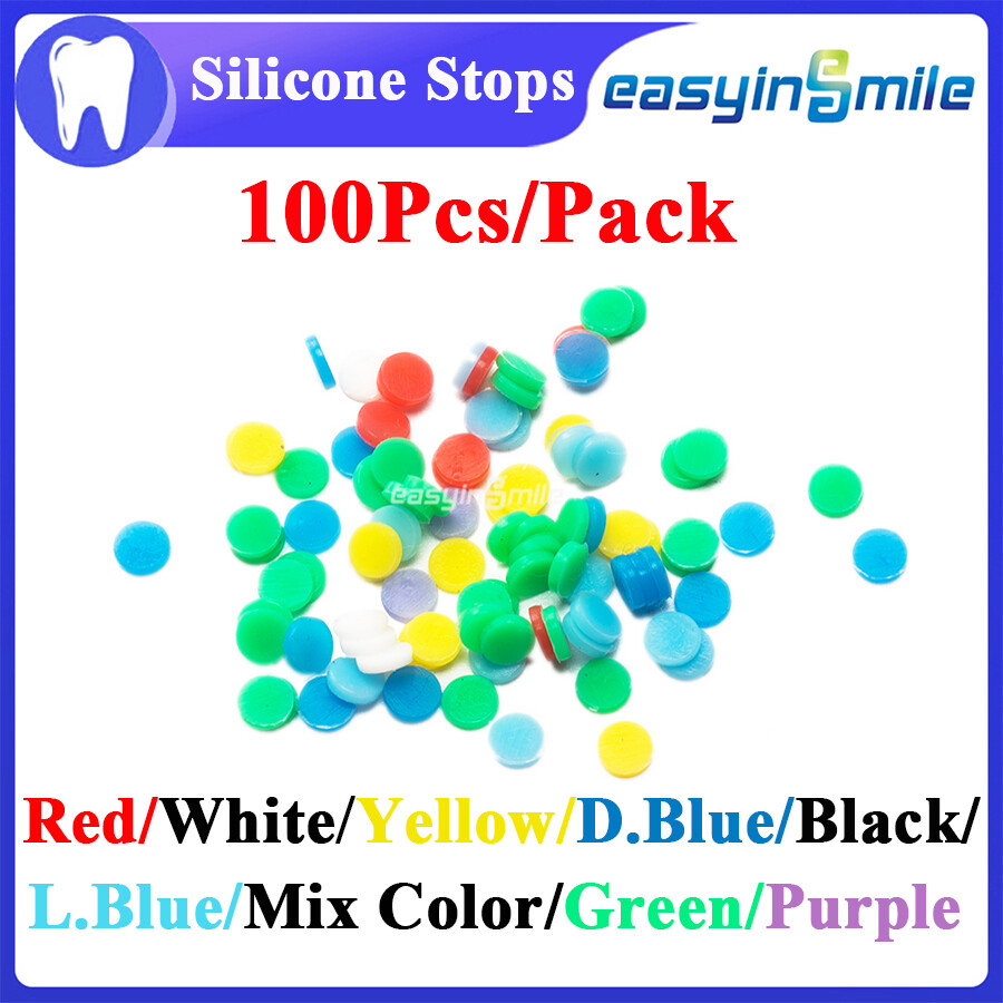 100Pc Dental Silicone Endo File Stops Root Canal Files Auctoclavable Mixed Color