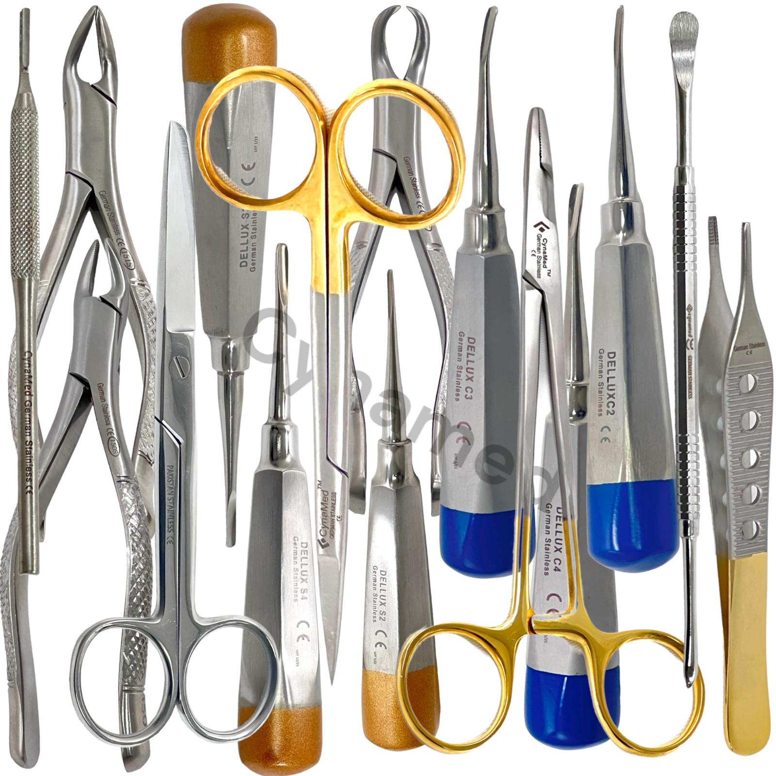 PREMIUM GERMAN SET OF 25 Veterinary Dental Extraction Instruments Kit Forceps