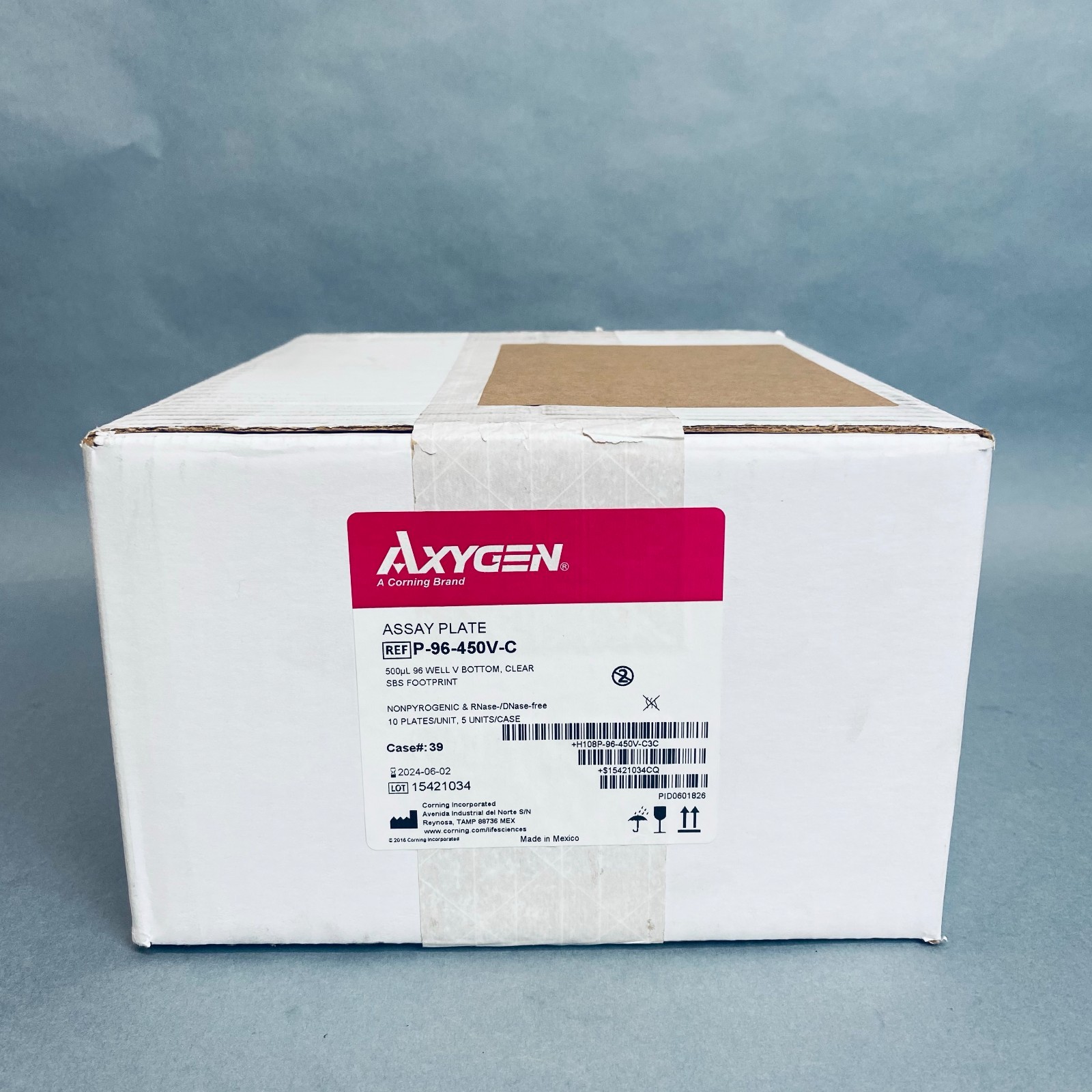 Axygen Assay Microplate 96 Well V Bottom Clear 500 ul Case of 50 Plates