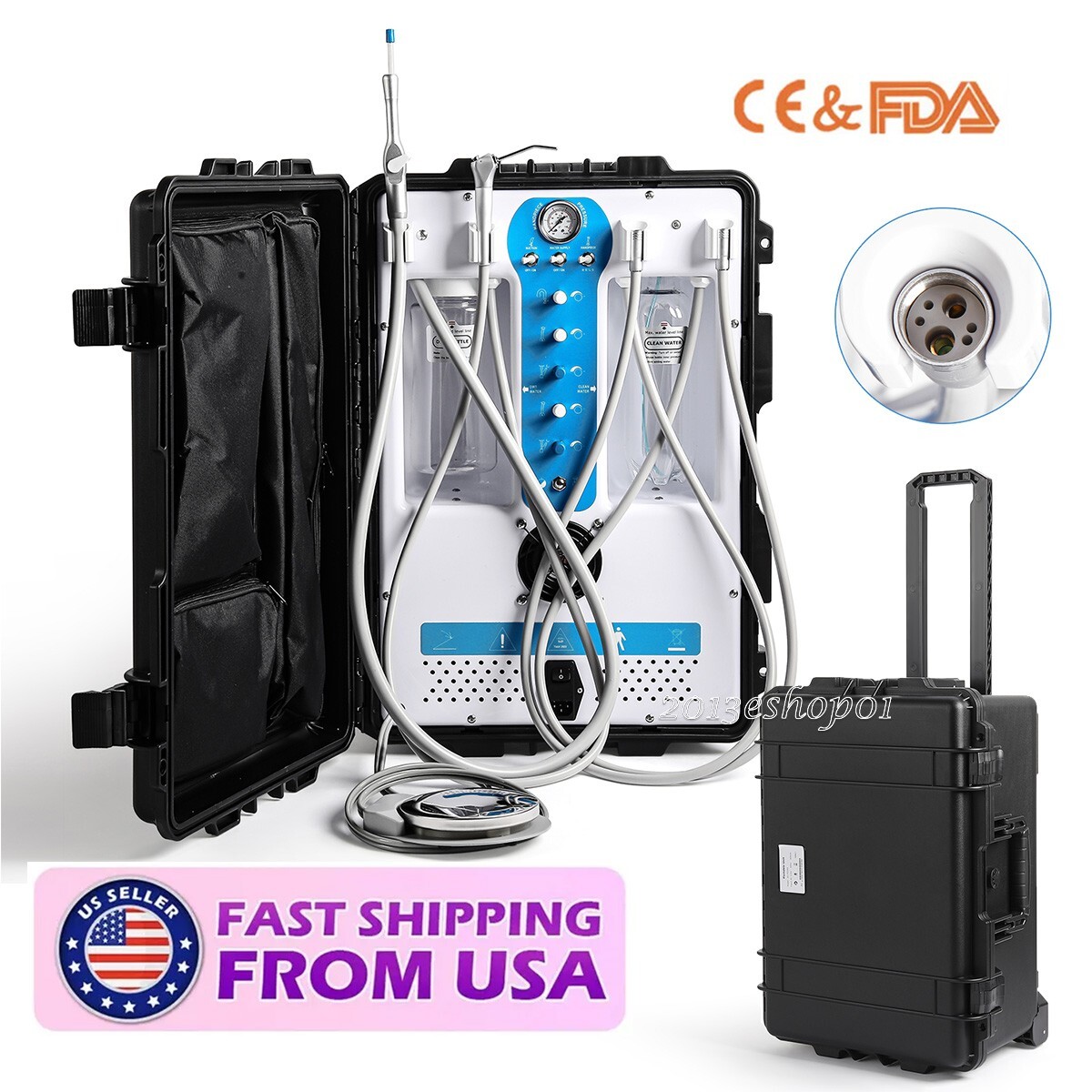 FDA CE Mobile Portable Dental Unit System Air Compressor Rolling Case