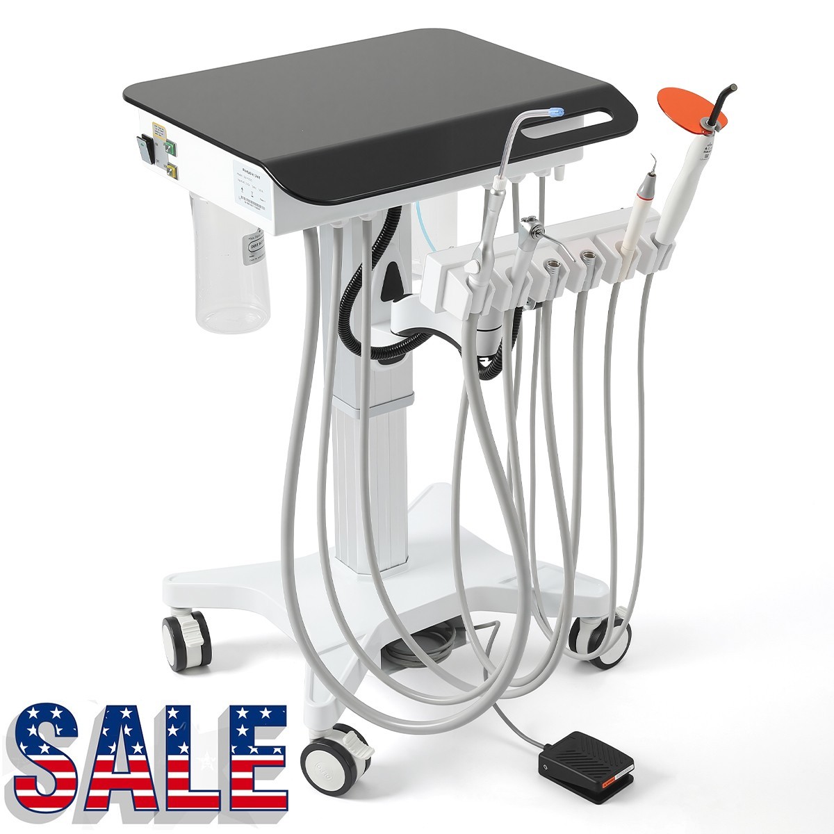 FDA Dental Portable Delivery Unit Air Compressor Cart /w+ Surgical Lamp Light 4H