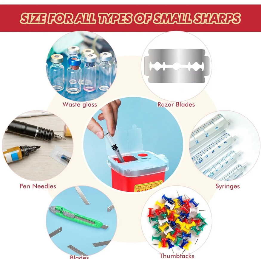 1pc Tattoo Sharps Disposal Container-Professional Waste Bin for Needles & Blades