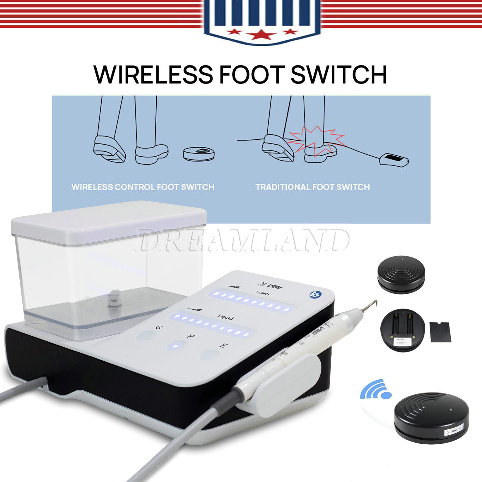 VRN Dental Ultrasonic Piezo Scaler LED Detachable Handpiece Scaling Perio Endo