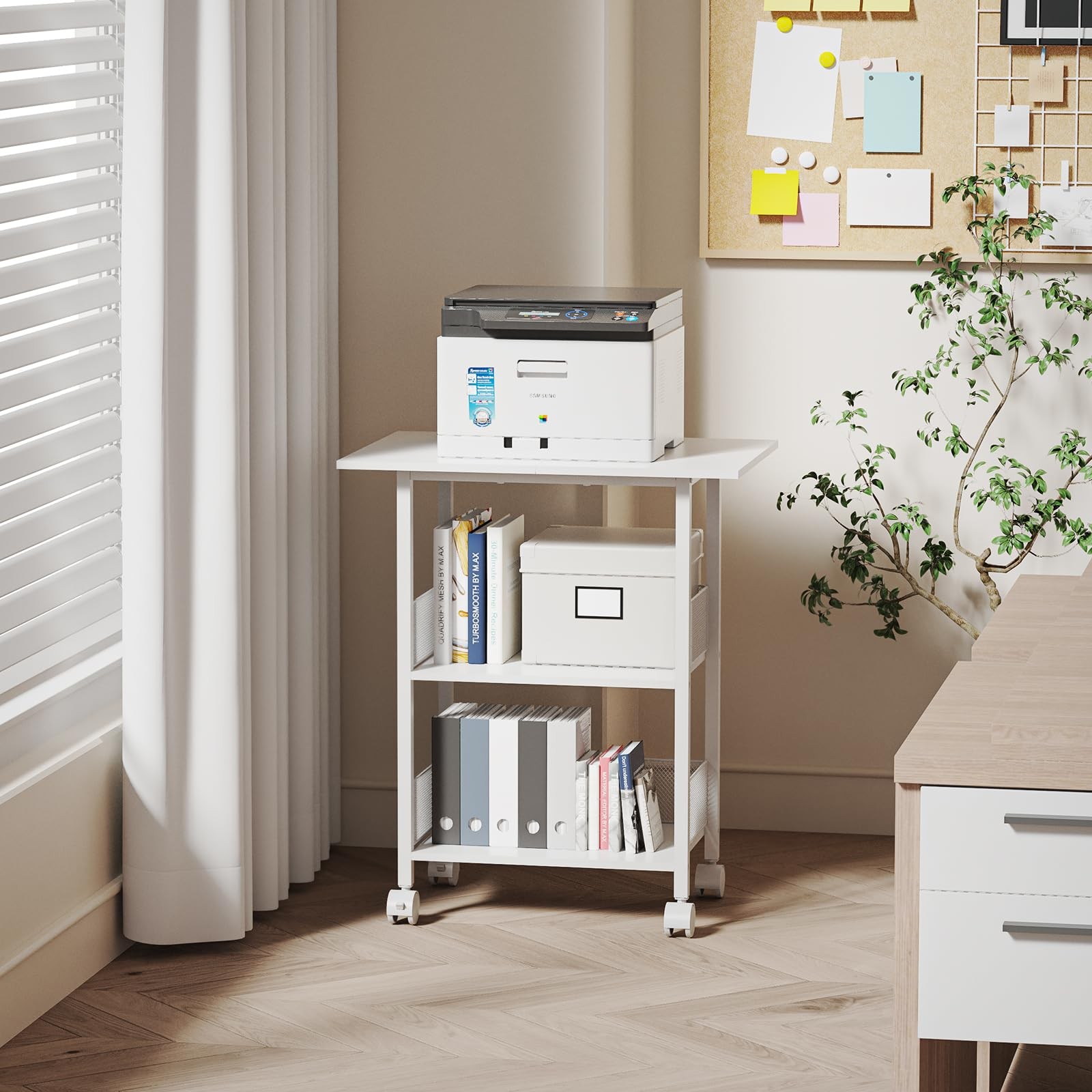 Bohdk Printer Stand 3-Tier Industrial Large Printer Table Shelf 23X15 Mobile