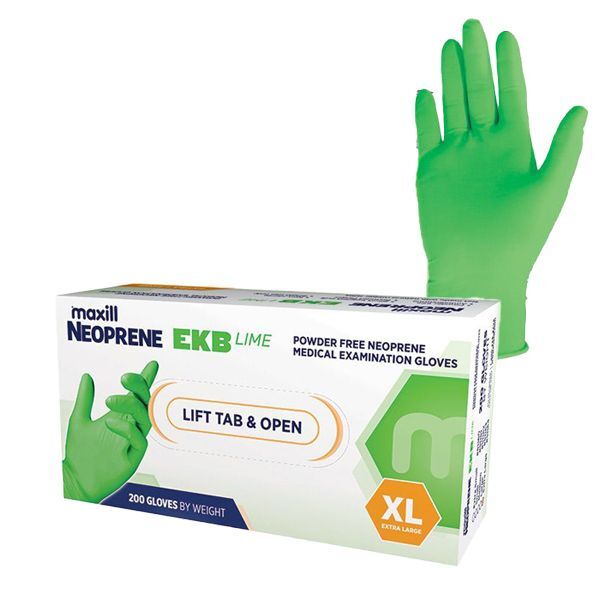 Neoprene EKB Lime Powder-Free Nitrile Exam Gloves XL 200/Box
