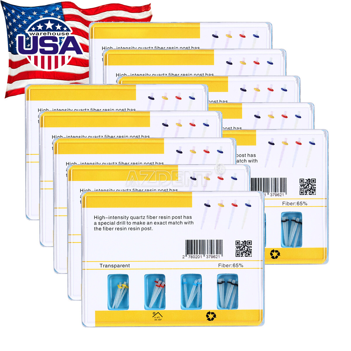 10X Dental AAA Endodontic Fiber Post Kit 1.2mm 1.4mm 1.6mm 1.8mm+Drills
