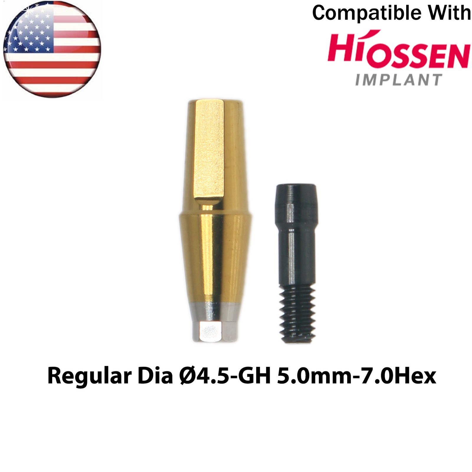 US Dental Straight Transfer Abutment Hex Fits Hiossen Osstem Regular Ø4.5/5.0mm