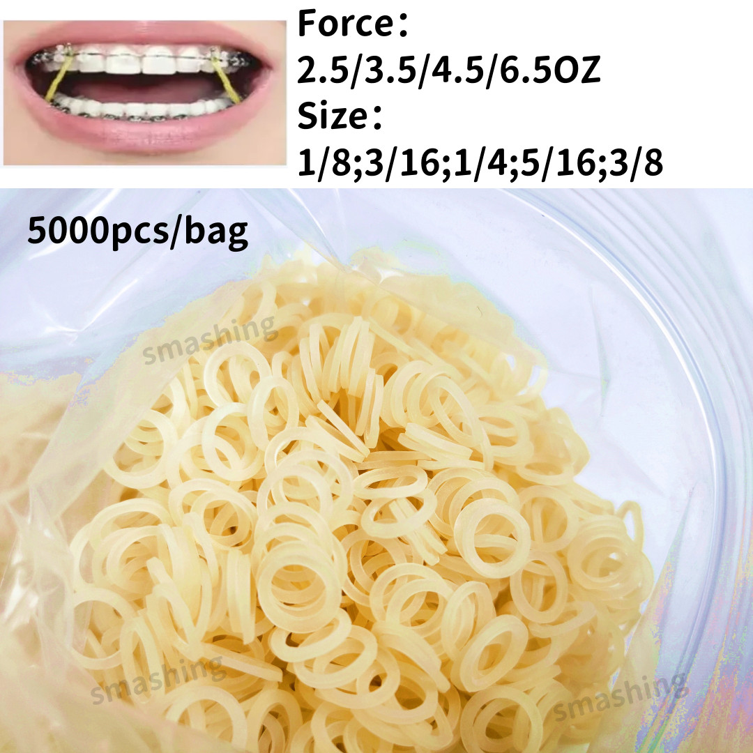 5000Pcs Dental Orthodontic Rubber Bands Elastics Ligature Ties 2.5/3.5/4.5/6.5OZ