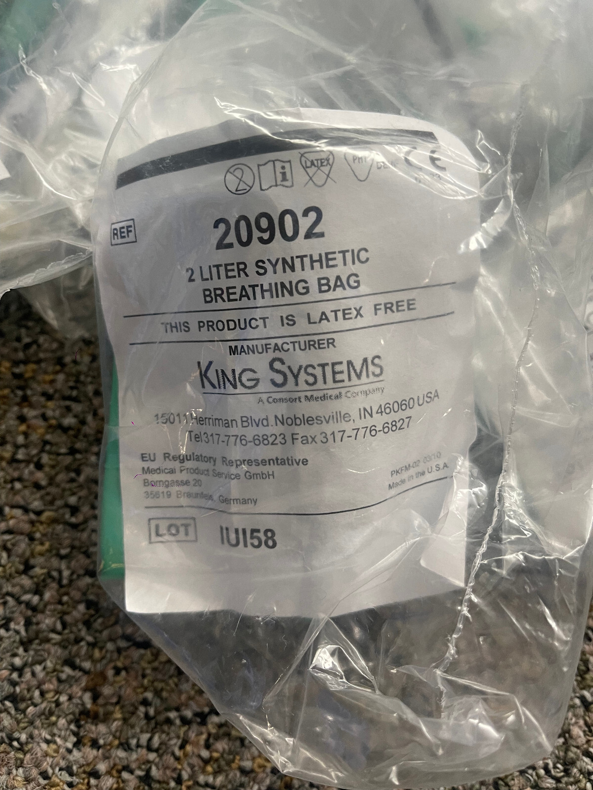 King 20902: 2 Liter Synthetic Breathing Bag (Lot of 24)