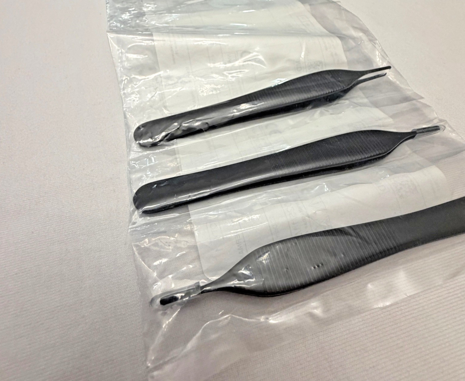 Symmetry Surgical 06-2112E Adson Tissue Forceps 1X2 Teeth, Ebonized Set of 3