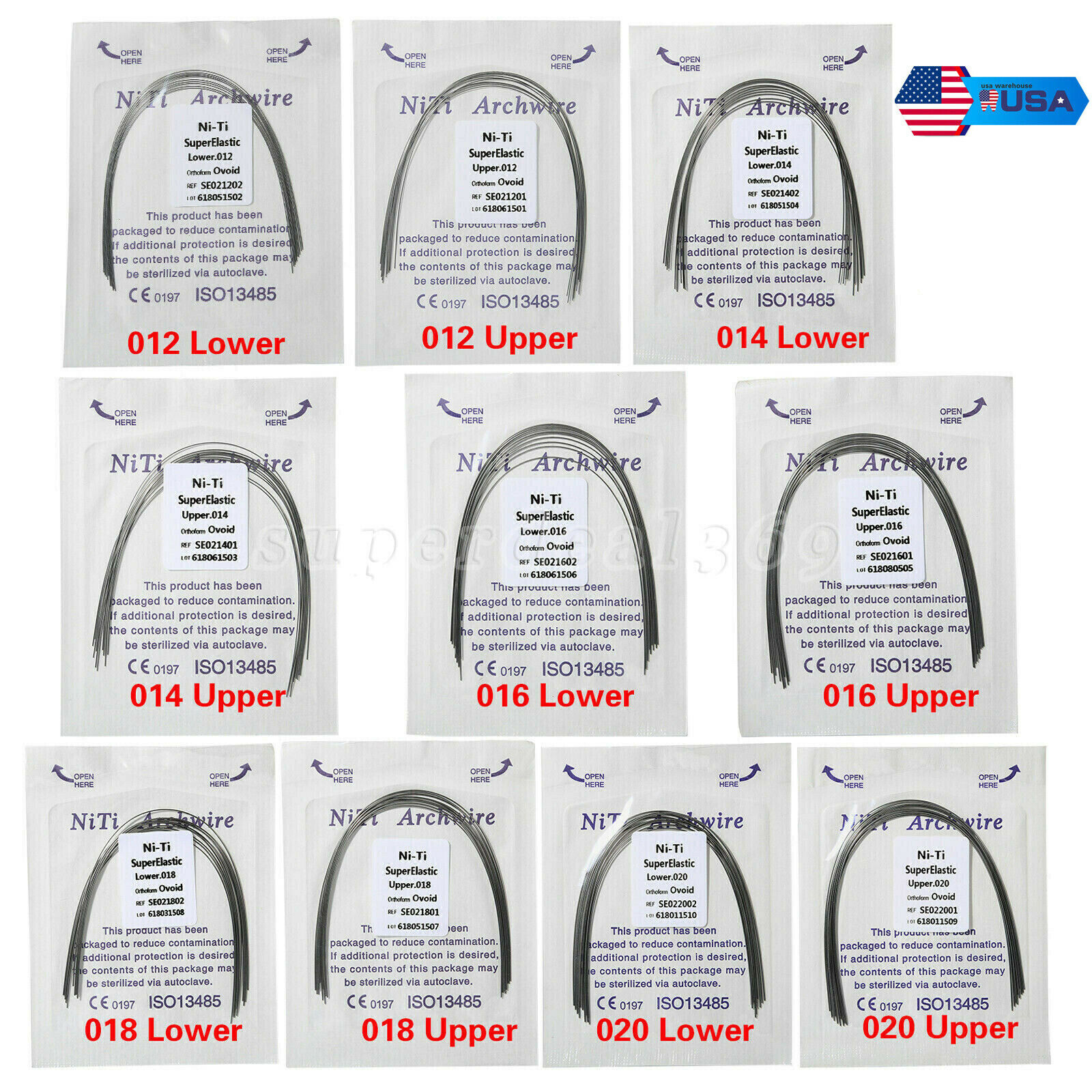 10pcs/pk Dental Orthodontic Niti Arch Wire Round Ovoid Form all size option